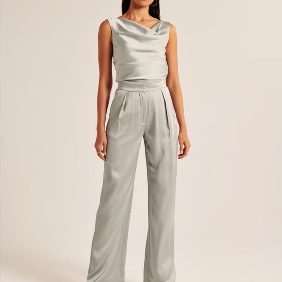 Abercrombie & Fitch Satin Sloane Wide Leg Trousers - Picture 1 of 4